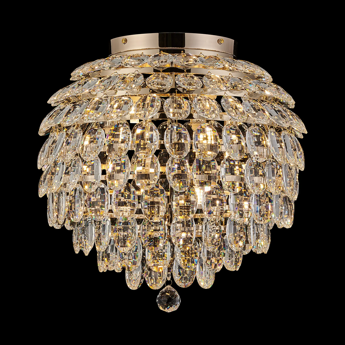 Coniston 8 Light Semi Flush IP44 Bathroom Ceiling Light in French Gold & Clear Crystal
