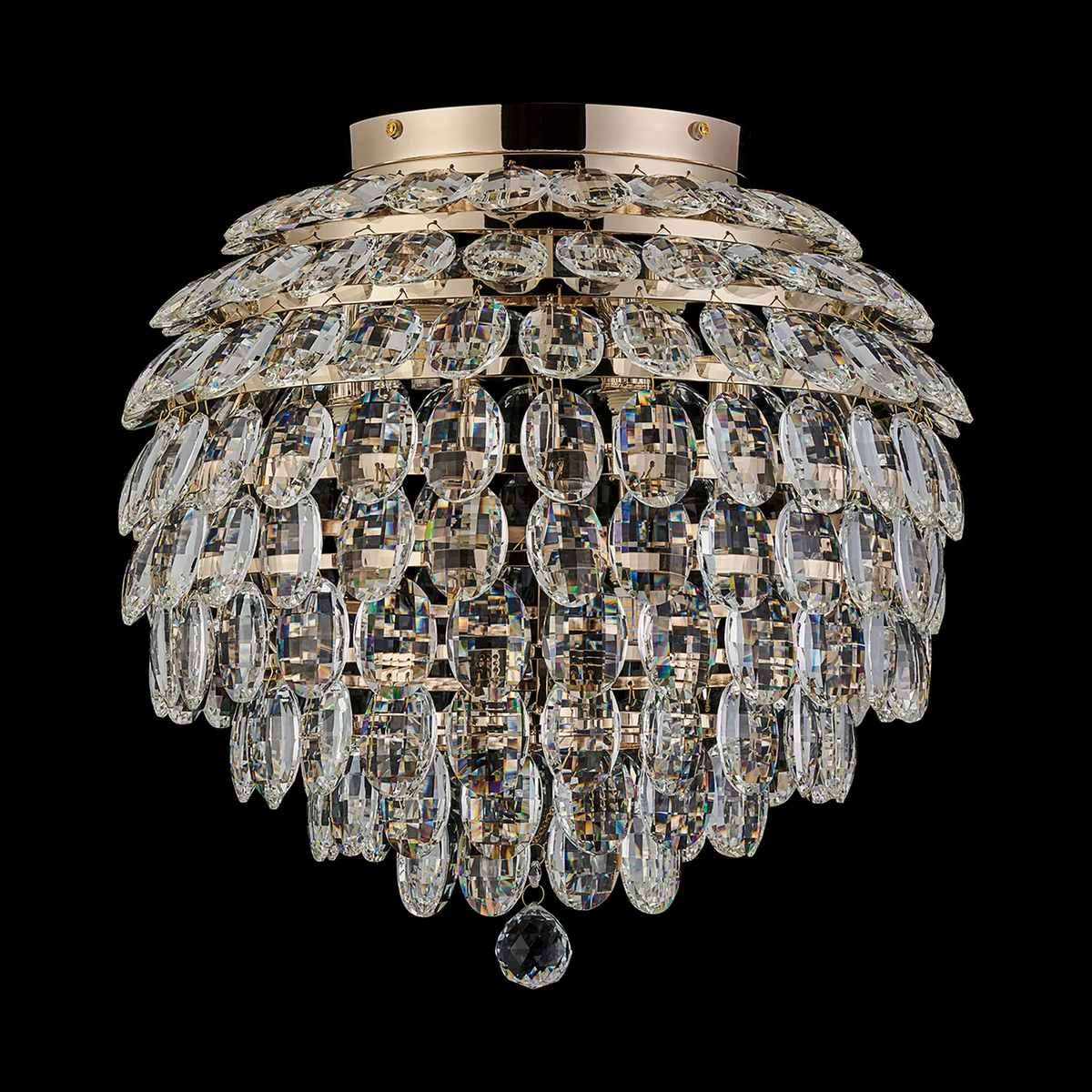 Coniston 8 Light Semi Flush IP44 Bathroom Ceiling Light in French Gold & Clear Crystal