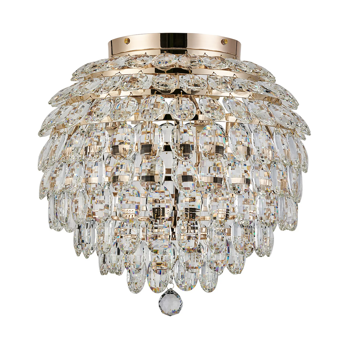 Coniston 8 Light Semi Flush IP44 Bathroom Ceiling Light in French Gold & Clear Crystal