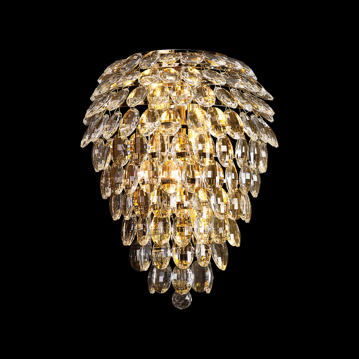 Coniston Tall IP44 Bathroom Wall Light in French Gold & Clear Crystal