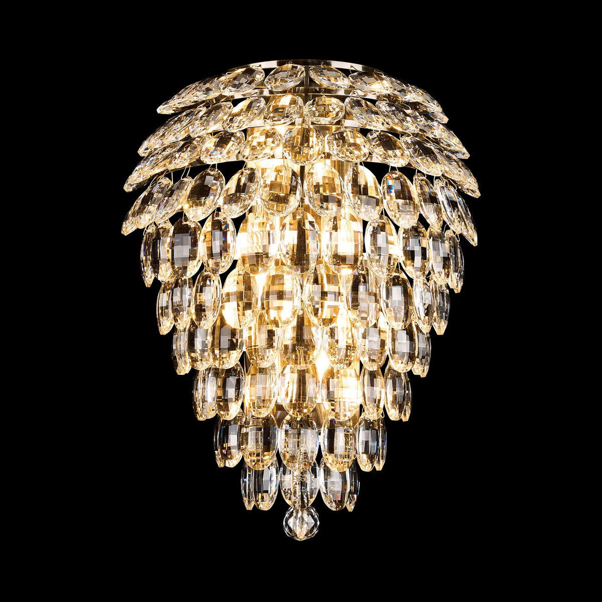 Coniston Tall IP44 Bathroom Wall Light in Antique Brass & Clear Crystal
