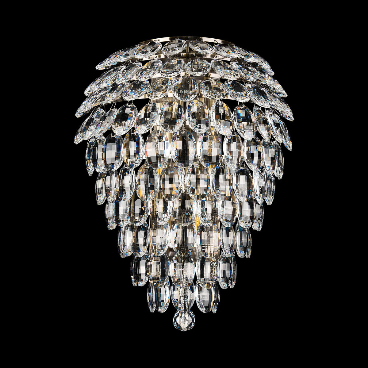 Coniston Tall IP44 Bathroom Wall Light in Antique Brass & Clear Crystal