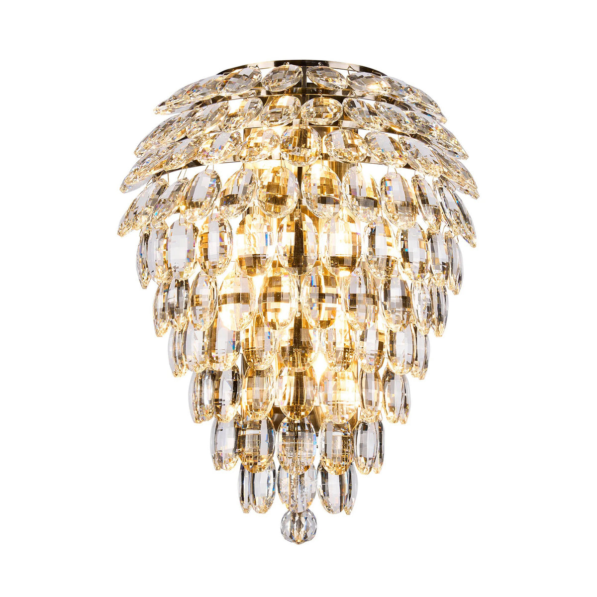 Coniston Tall IP44 Bathroom Wall Light in Antique Brass & Clear Crystal