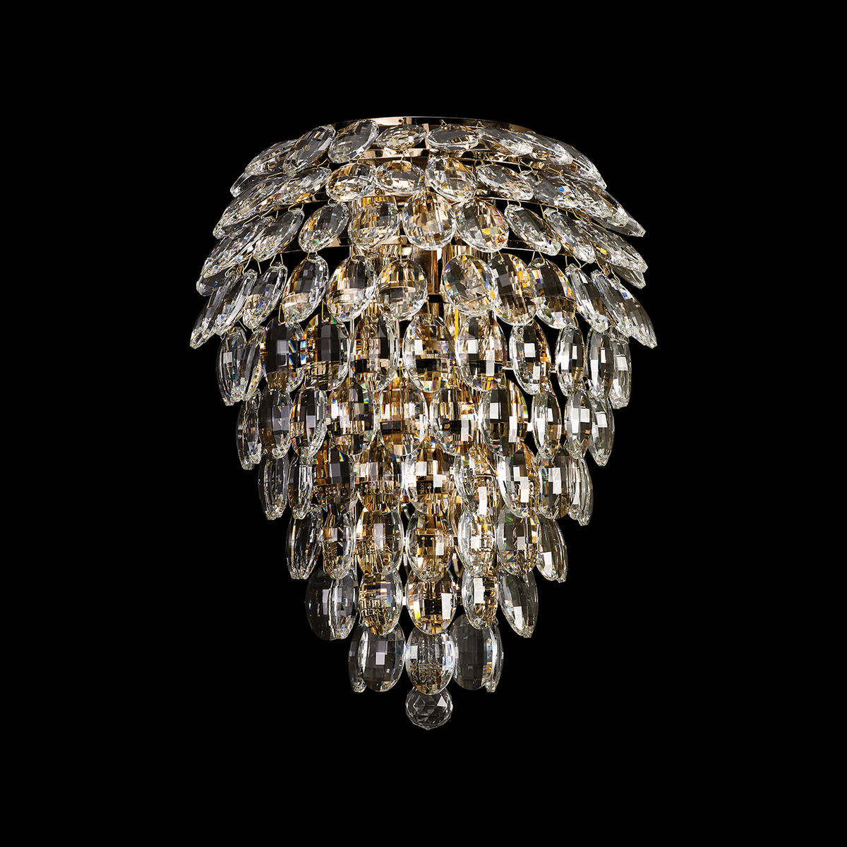 Coniston Tall IP44 Bathroom Wall Light in French Gold & Clear Crystal
