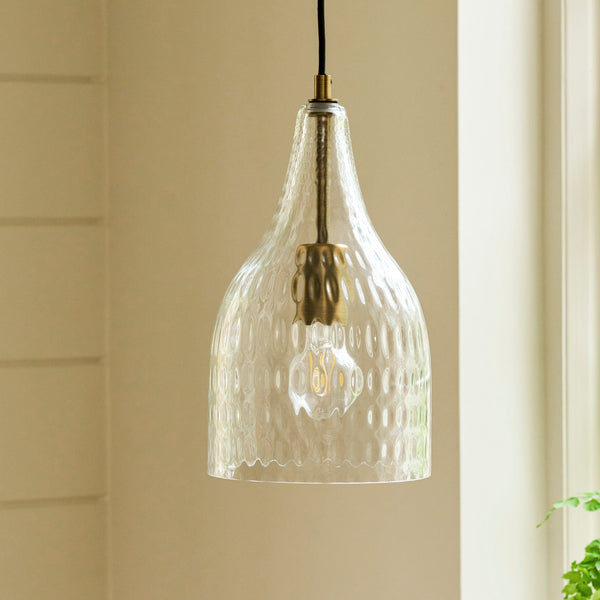 Dovecote Dimple Glass Pendant Light in Antique Bronze
