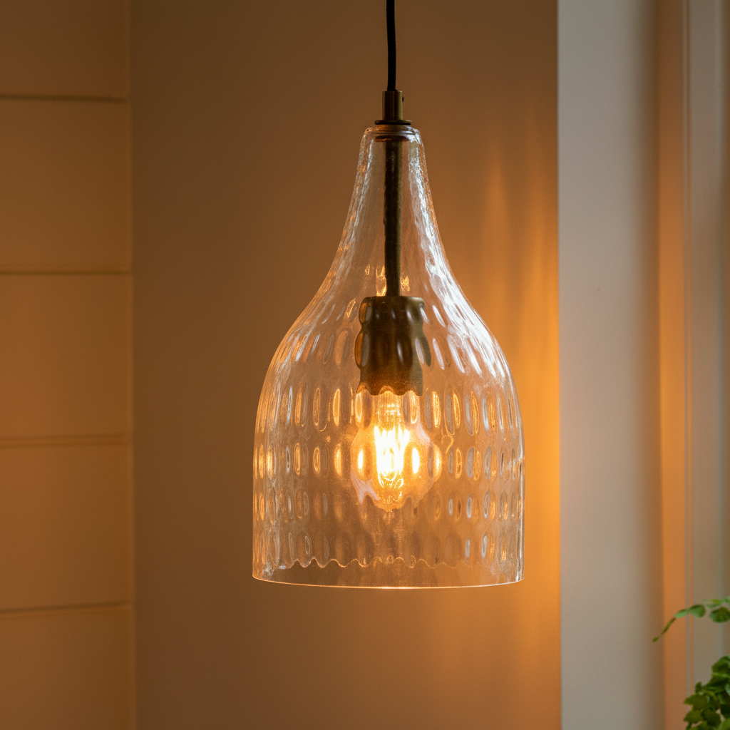 Dovecote Dimple Glass Pendant Light in Antique Bronze