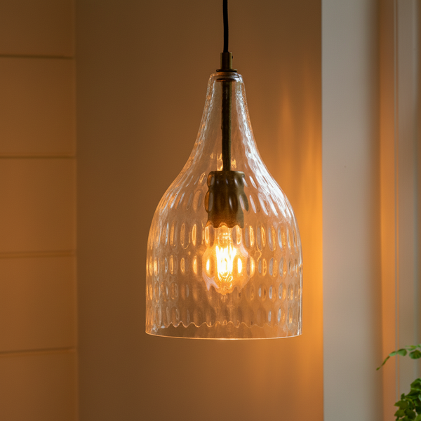 Dovecote Dimple Glass Pendant Light in Antique Bronze