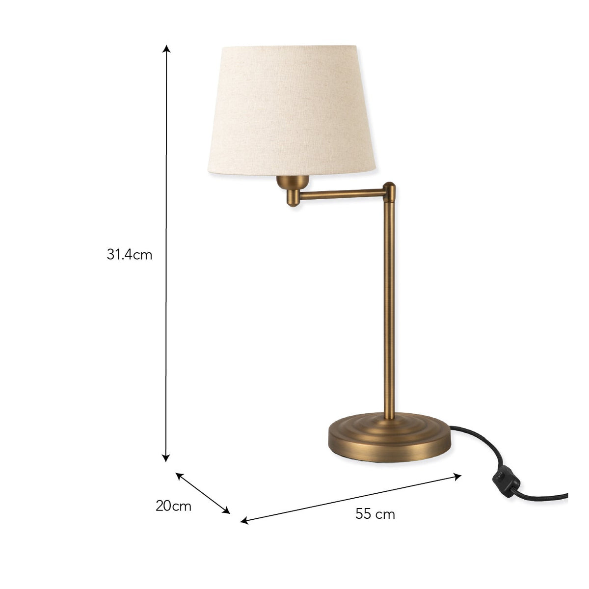 Peartree Antique Bronze Table Lamp With Natural Shade