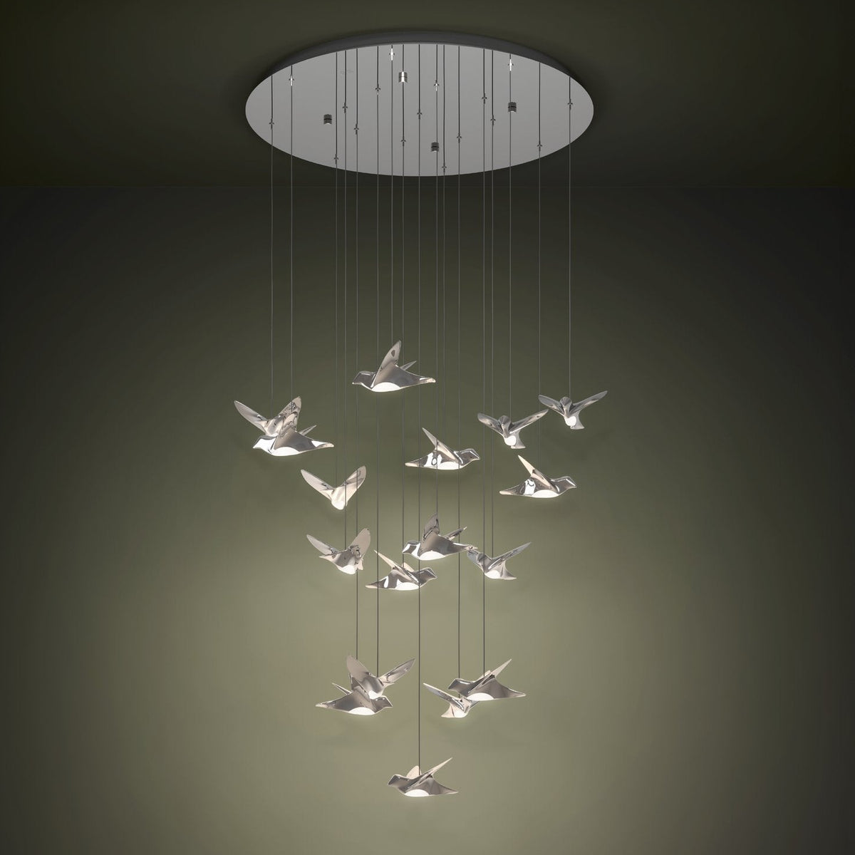 Paratebueno Bird Cluster LED Pendant in Chrome