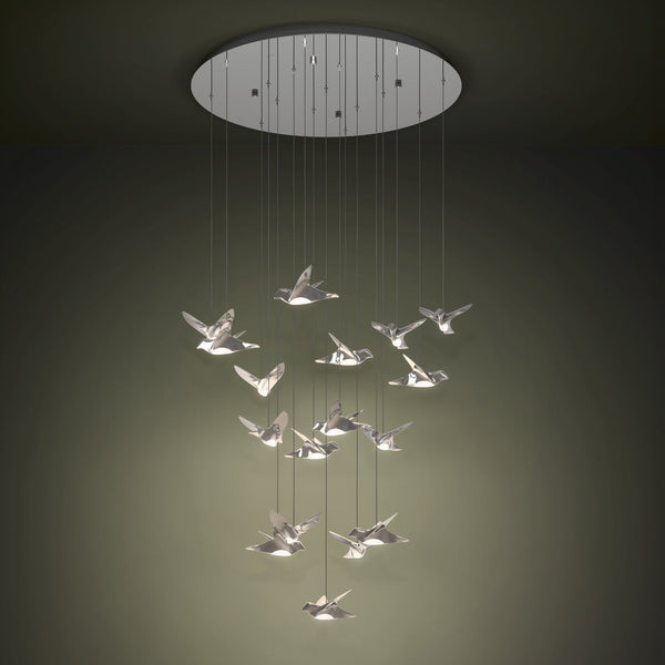Paratebueno Bird Cluster LED Pendant in Chrome