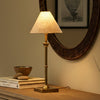 Kelmscot Table Lamp in Antique Brass With Linen Shade
