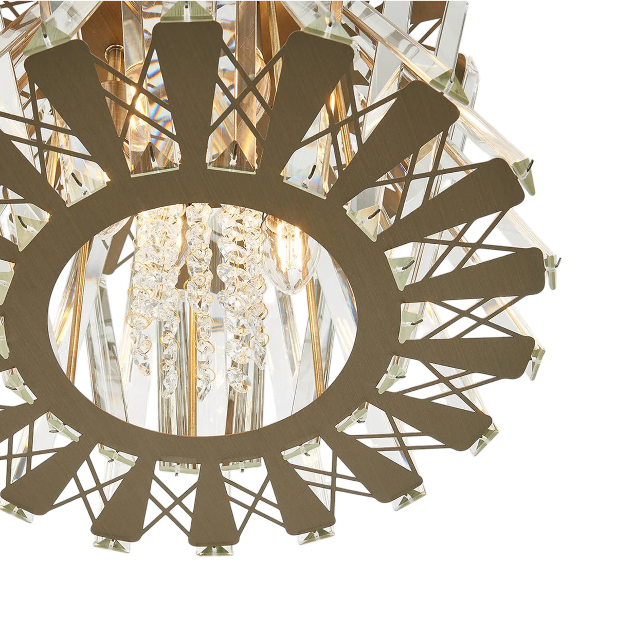 Faline 4 Light Pendant in Antique Brass & Clear Crystal Glass