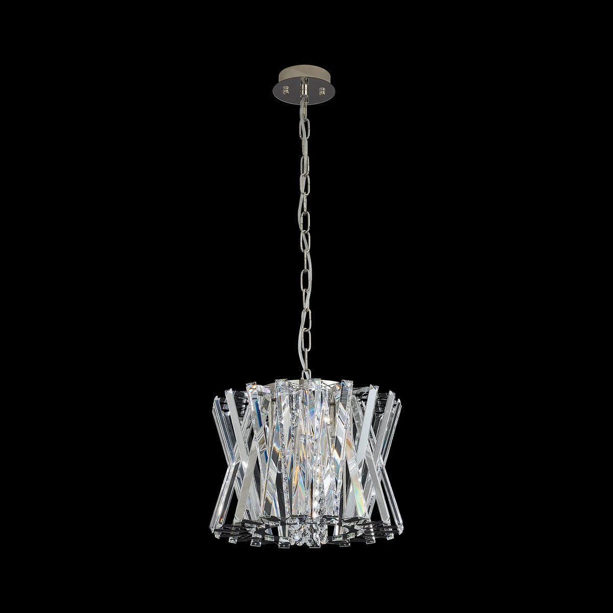 Faline 4 Light Pendant in Polished Nickel & Clear Crystal Glass