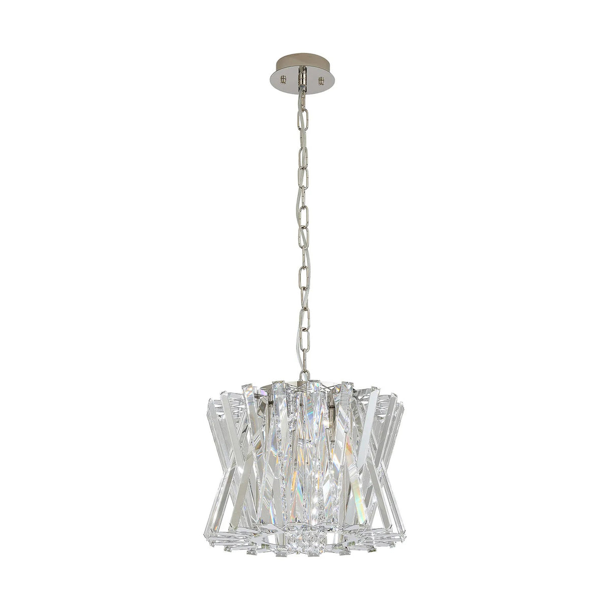 Faline 4 Light Pendant in Polished Nickel & Clear Crystal Glass