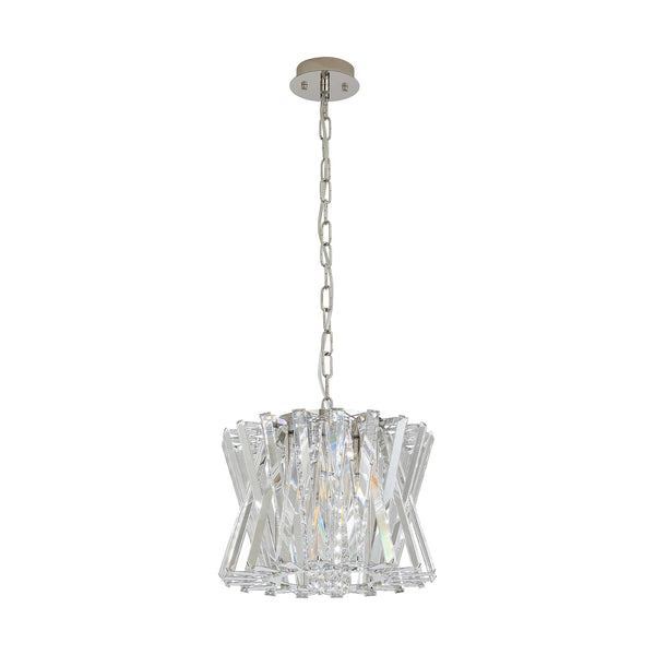 Faline 4 Light Pendant in Polished Nickel & Clear Crystal Glass