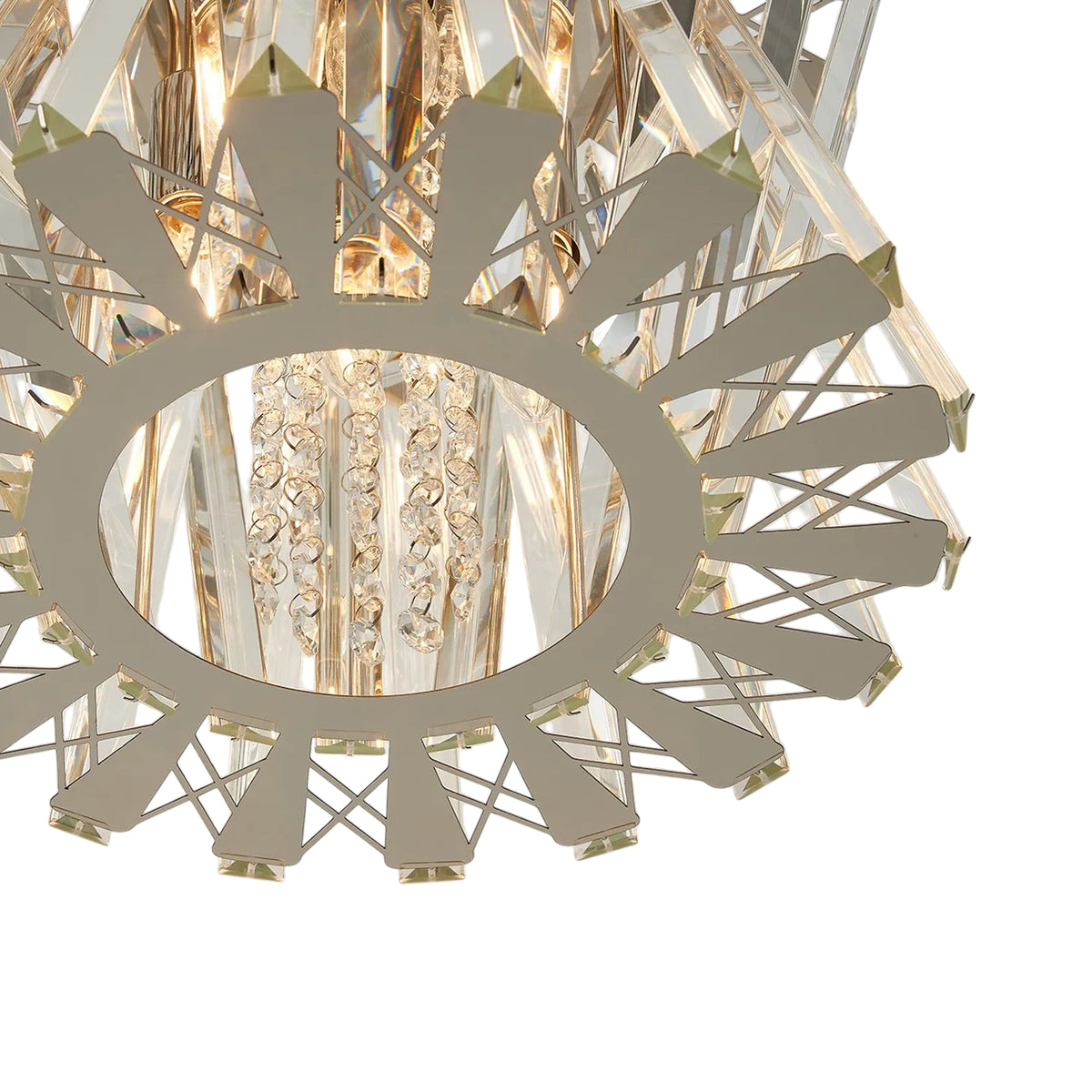 Faline 4 Light Pendant in Polished Nickel & Clear Crystal Glass