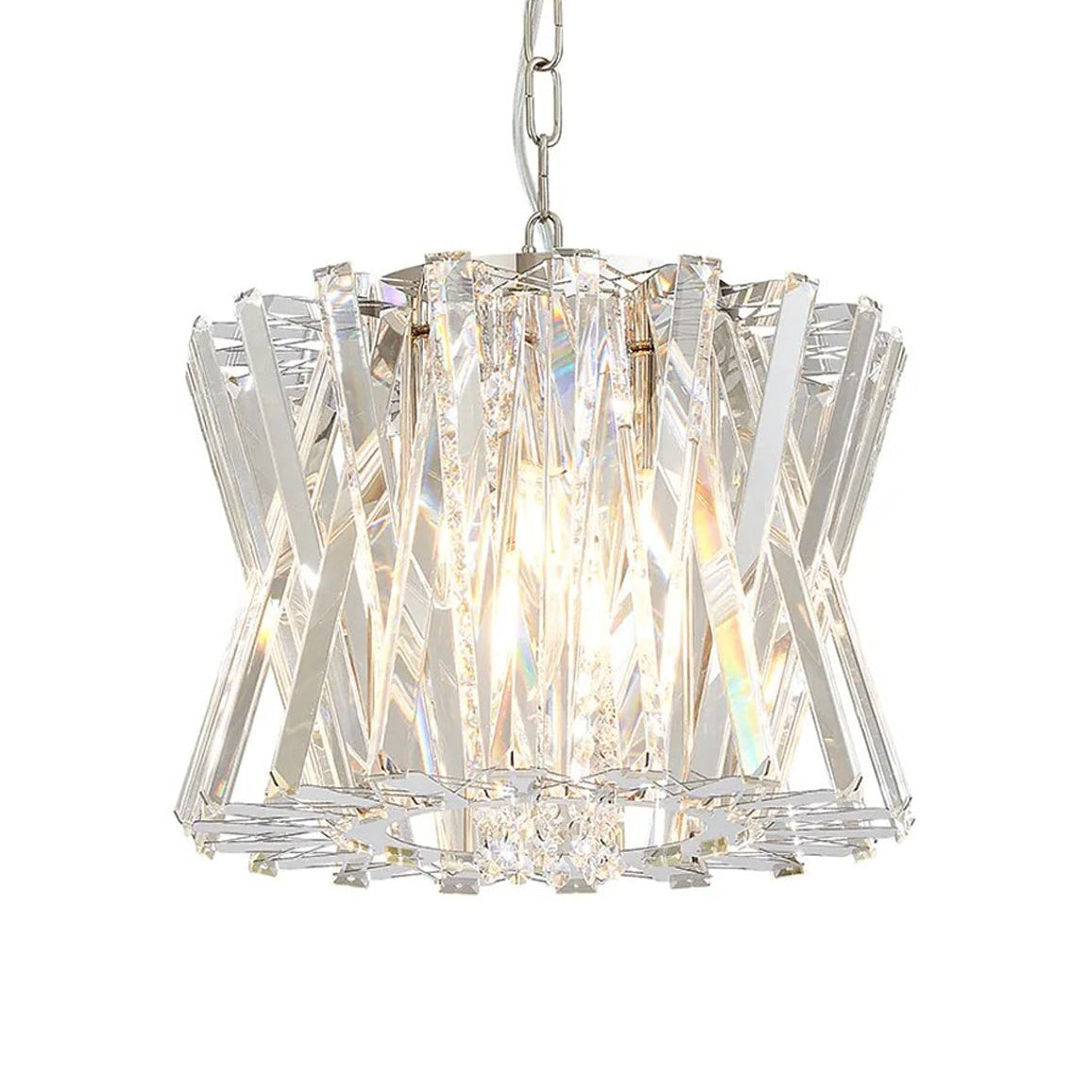 Faline 4 Light Pendant in Polished Nickel & Clear Crystal Glass