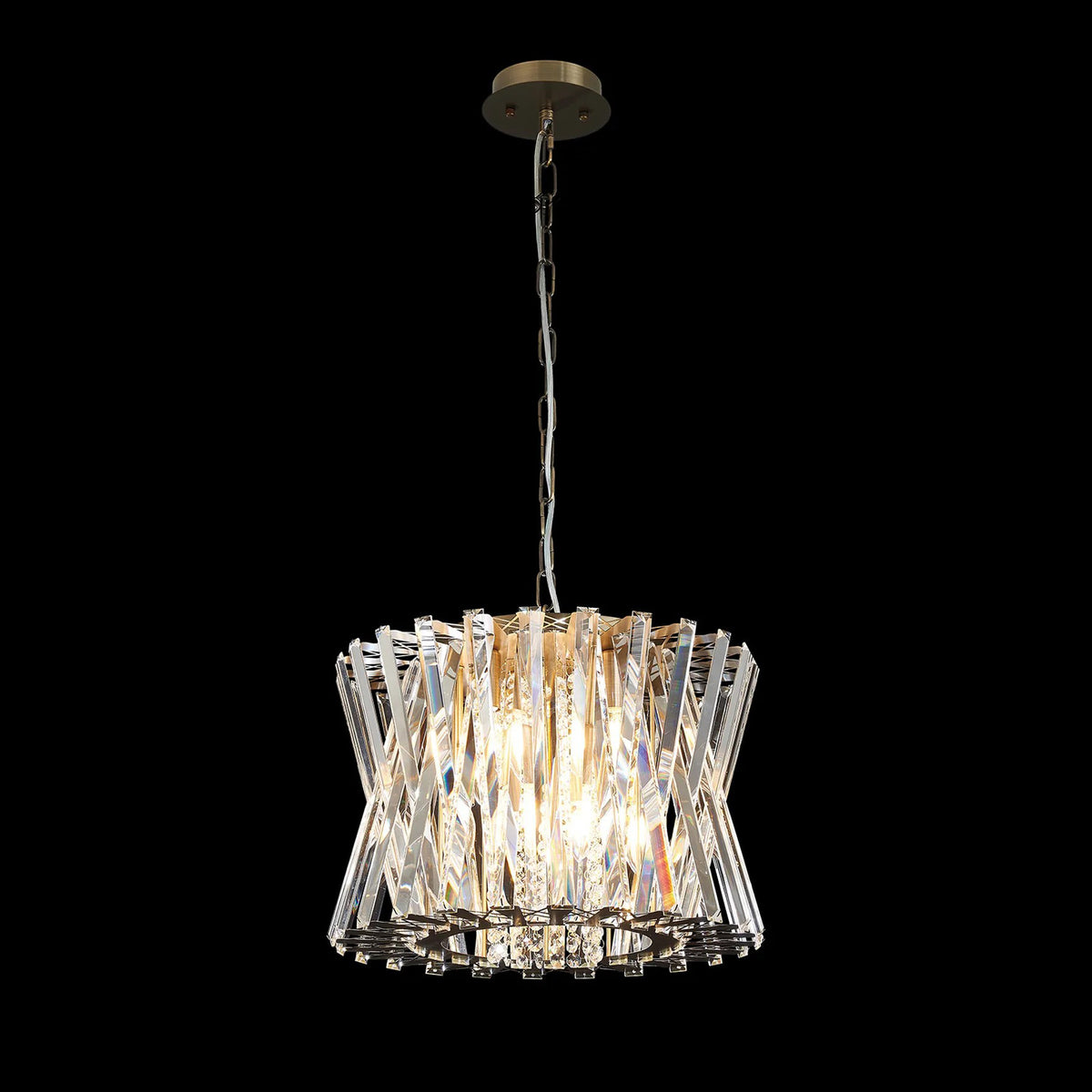Faline 8 Light Pendant in Antique Brass & Clear Crystal Glass