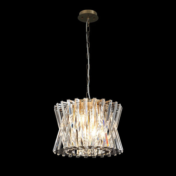 Faline 8 Light Pendant in Antique Brass & Clear Crystal Glass