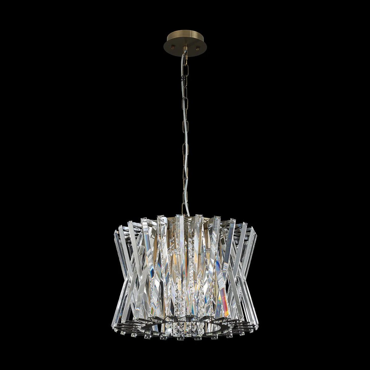 Faline 8 Light Pendant in Antique Brass & Clear Crystal Glass
