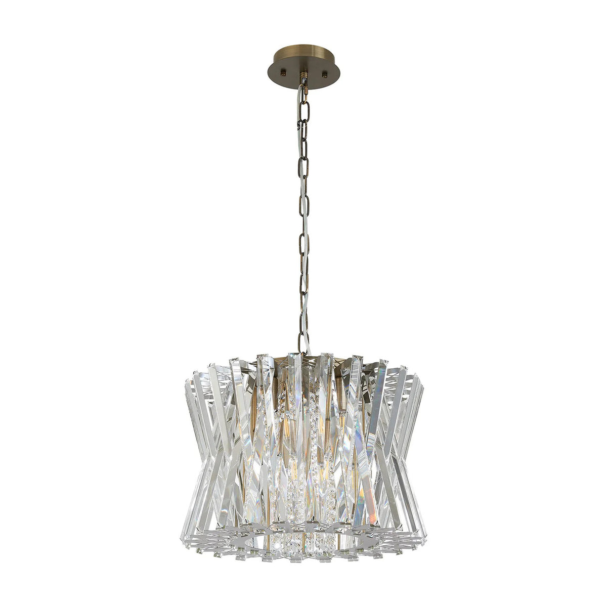 Faline 8 Light Pendant in Antique Brass & Clear Crystal Glass
