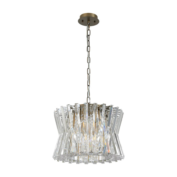 Faline 8 Light Pendant in Antique Brass & Clear Crystal Glass