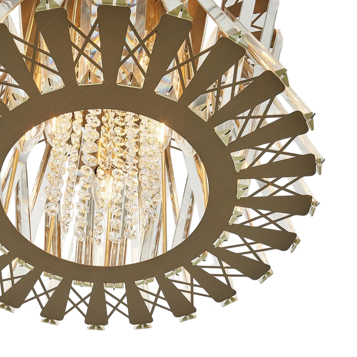 Faline 8 Light Pendant in Antique Brass & Clear Crystal Glass