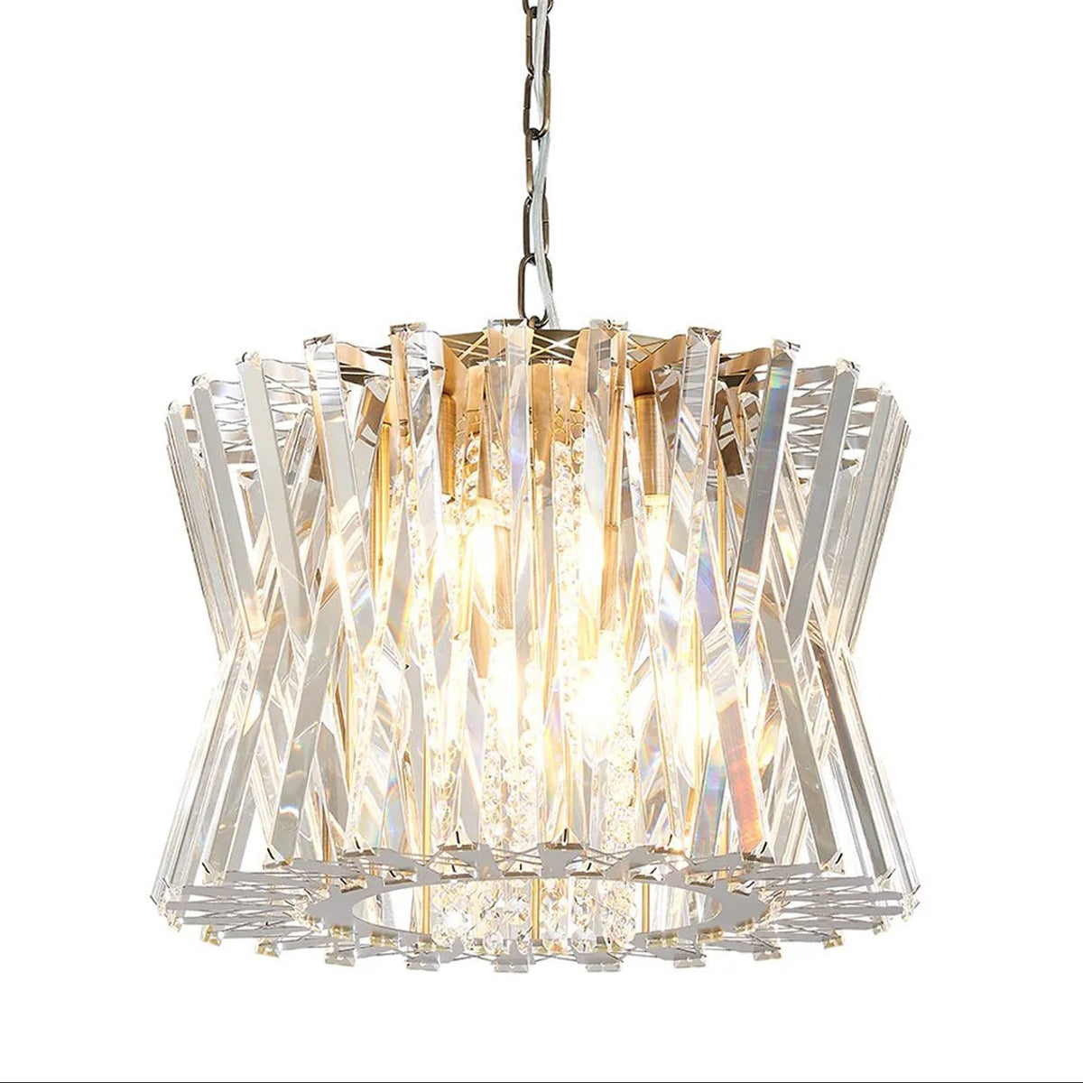 Faline 8 Light Pendant in Antique Brass & Clear Crystal Glass