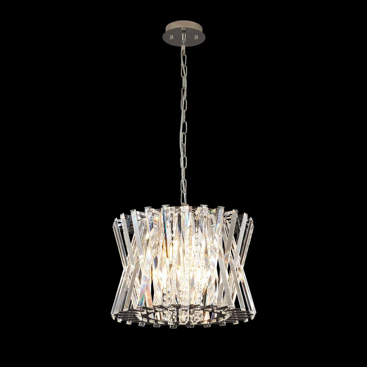 Faline 8 Light Pendant in Polished Nickel & Clear Crystal Glass