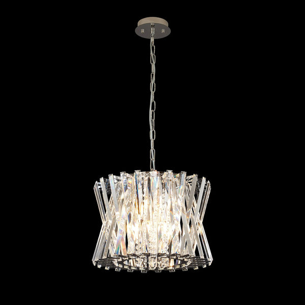 Faline 8 Light Pendant in Polished Nickel & Clear Crystal Glass