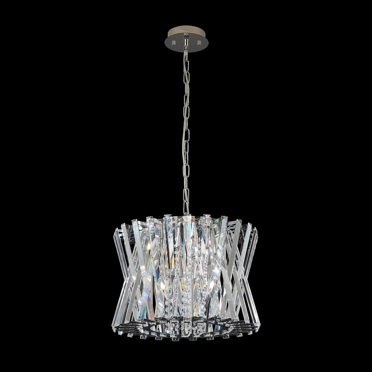 Faline 8 Light Pendant in Polished Nickel & Clear Crystal Glass