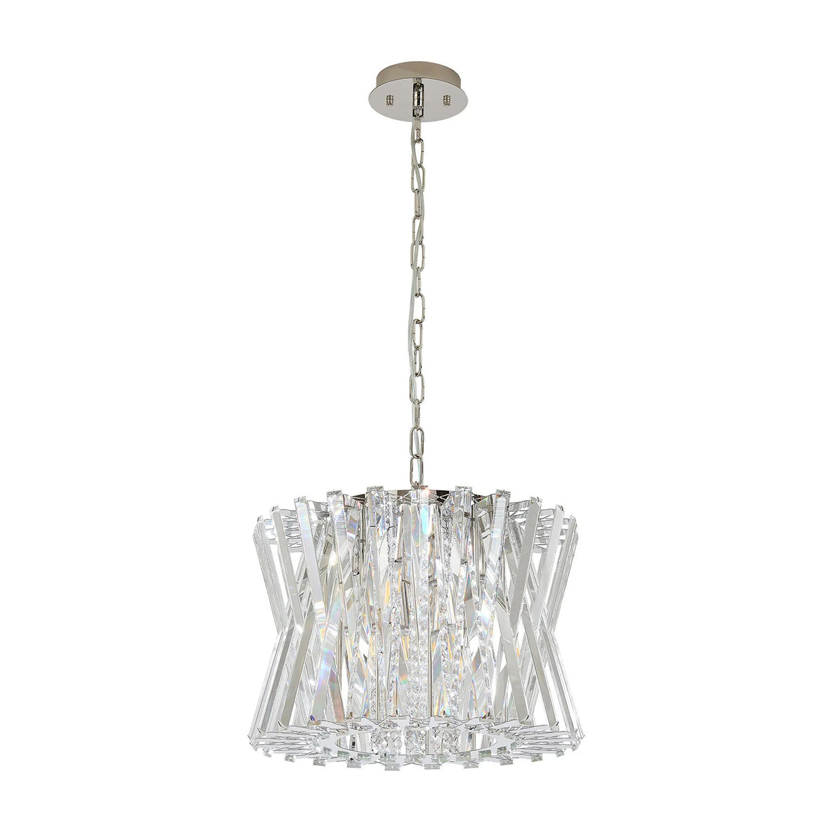 Faline 8 Light Pendant in Polished Nickel & Clear Crystal Glass