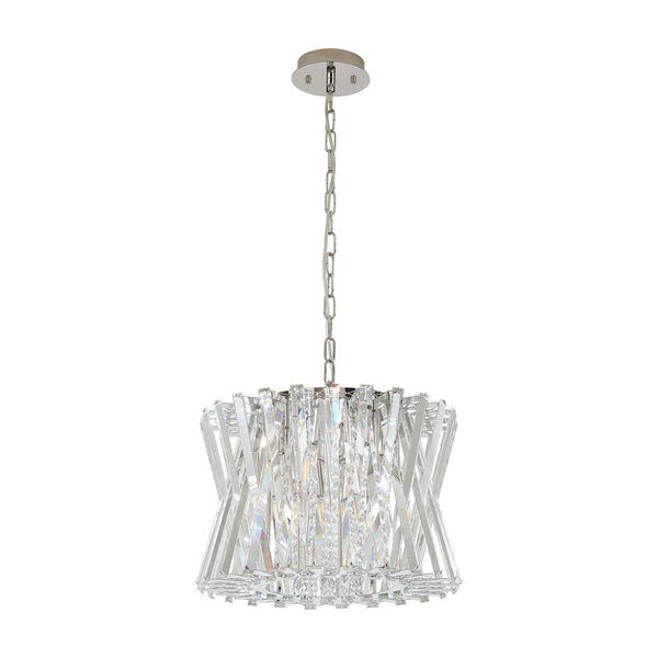 Faline 8 Light Pendant in Polished Nickel & Clear Crystal Glass