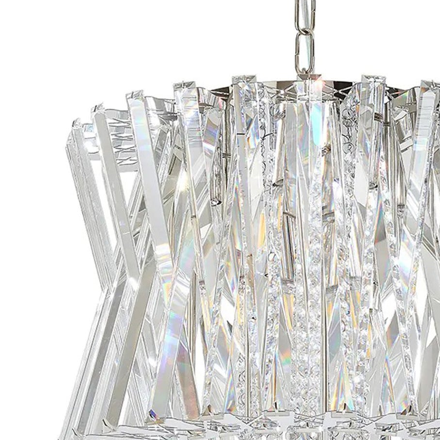 Faline 8 Light Pendant in Polished Nickel & Clear Crystal Glass