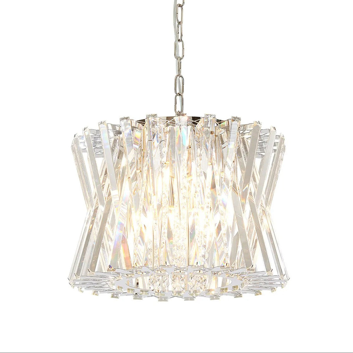 Faline 8 Light Pendant in Polished Nickel & Clear Crystal Glass