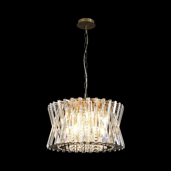 Faline 12 Light Pendant in Antique Brass & Clear Crystal Glass