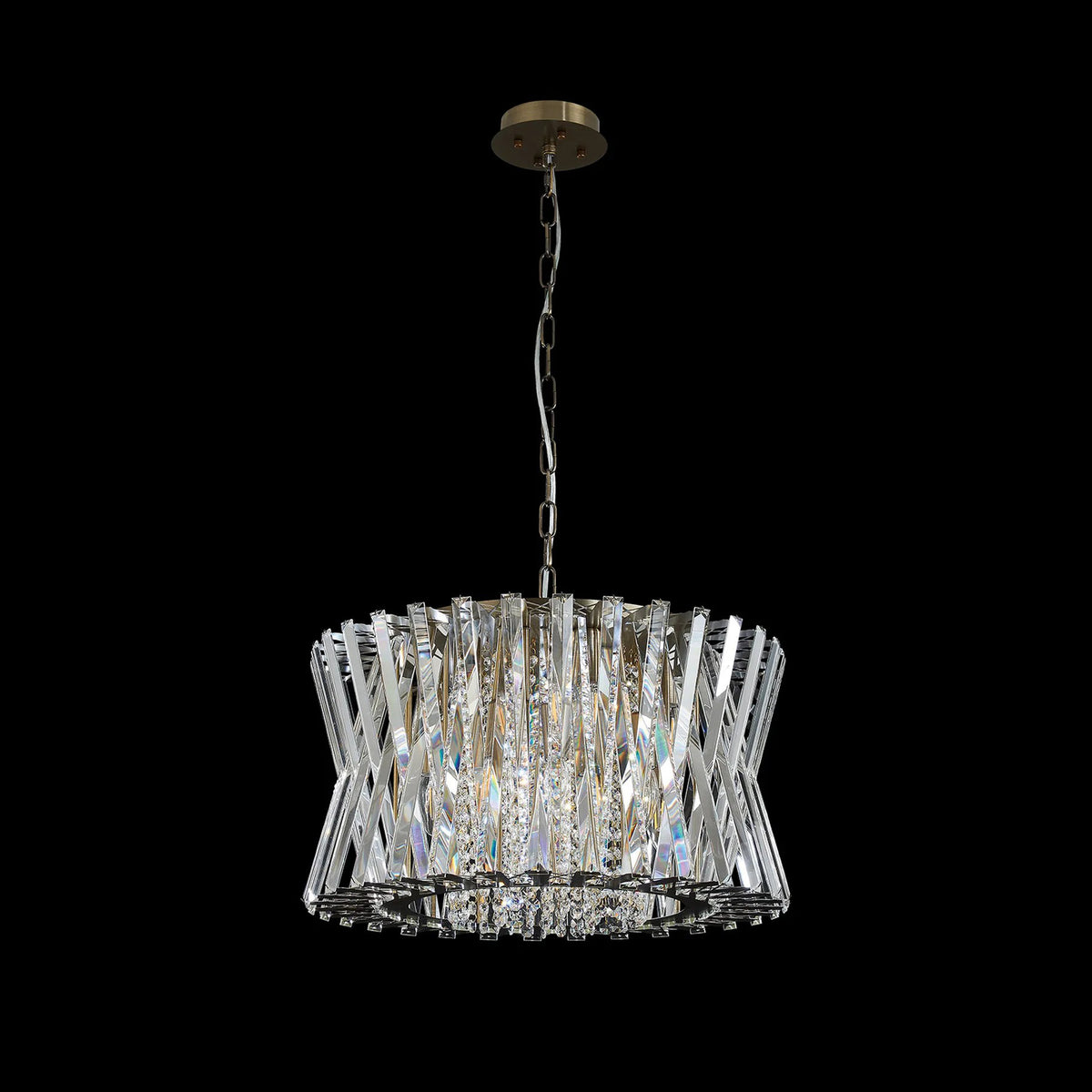 Faline 12 Light Pendant in Antique Brass & Clear Crystal Glass