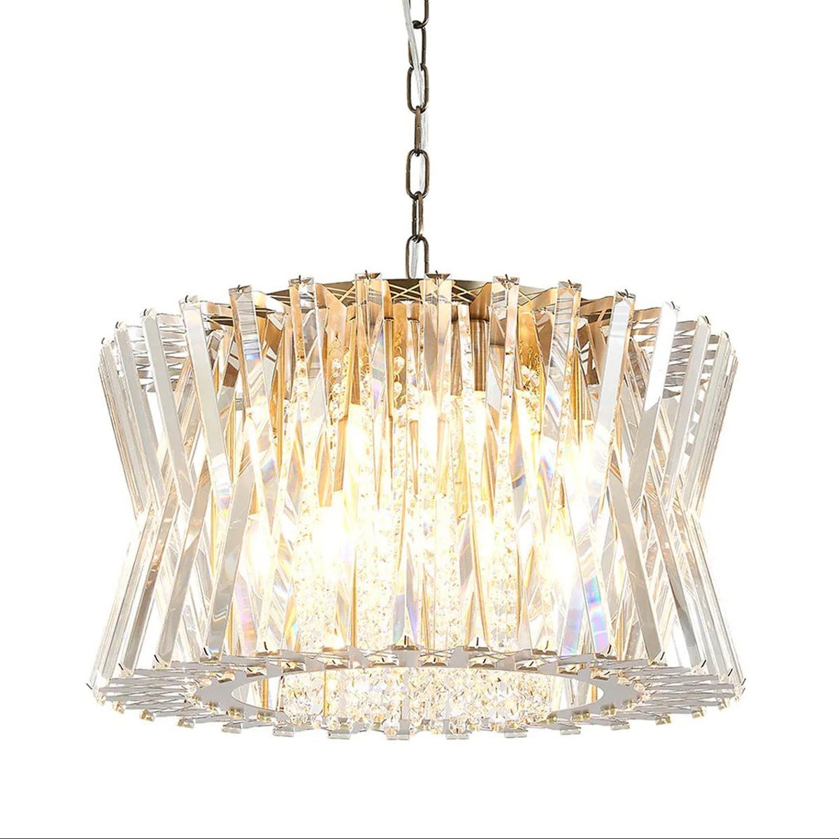 Faline 12 Light Pendant in Antique Brass & Clear Crystal Glass