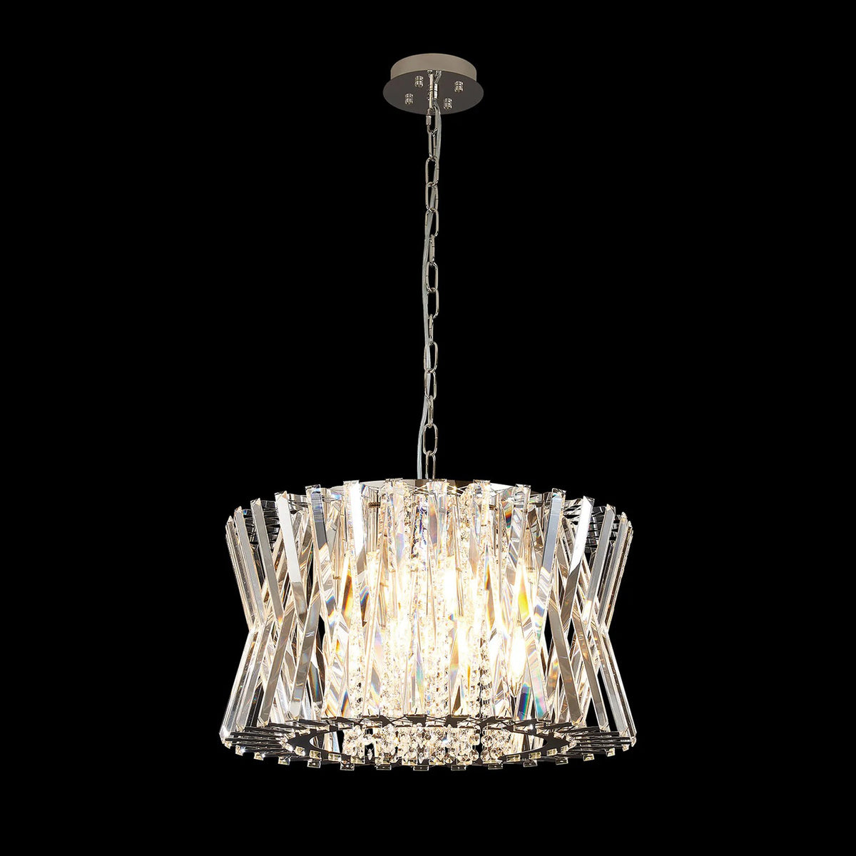 Faline 12 Light Pendant in Polished Nickel & Clear Crystal Glass