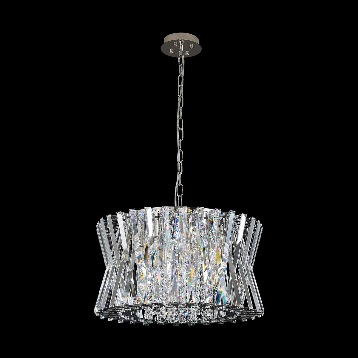 Faline 12 Light Pendant in Polished Nickel & Clear Crystal Glass