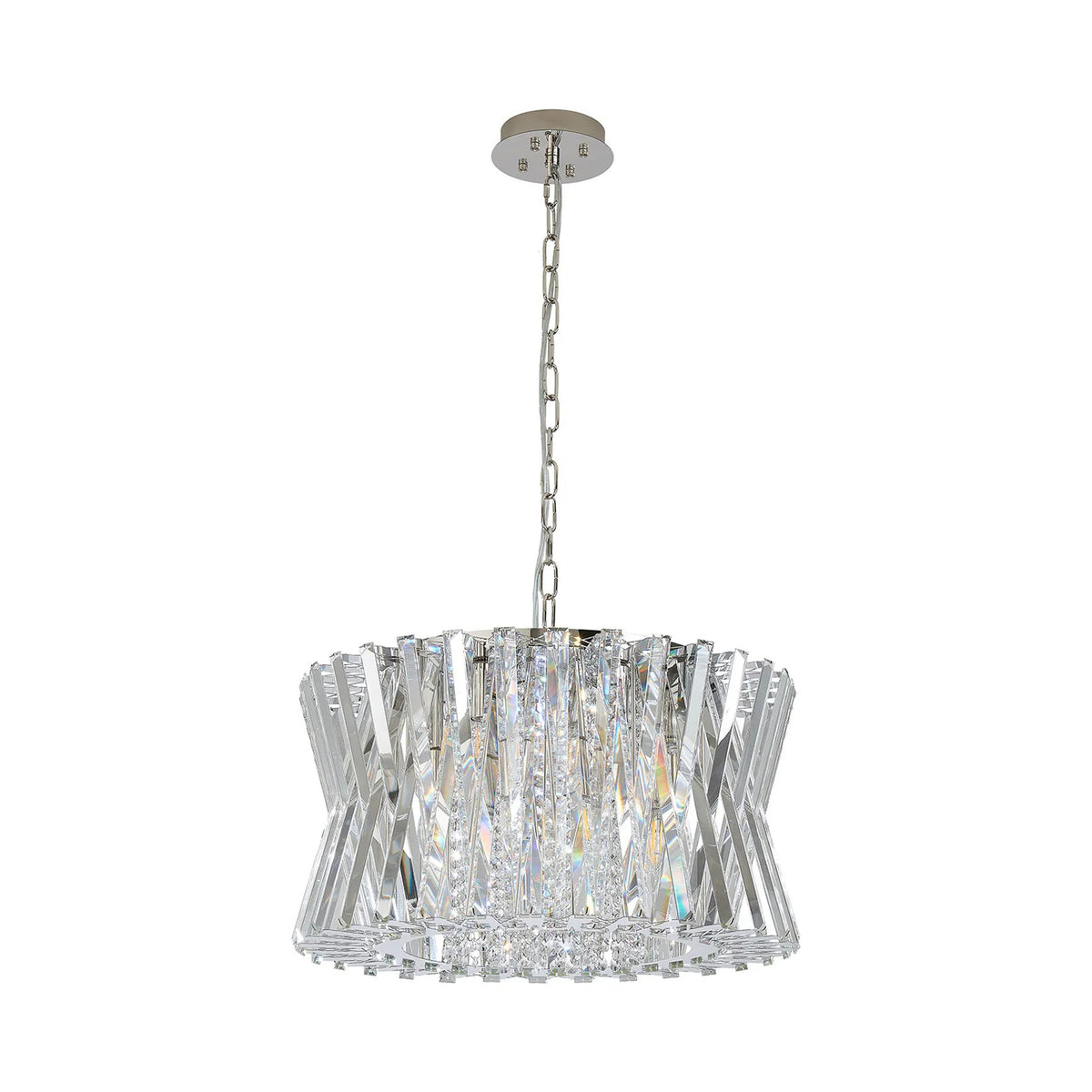 Faline 12 Light Pendant in Polished Nickel & Clear Crystal Glass
