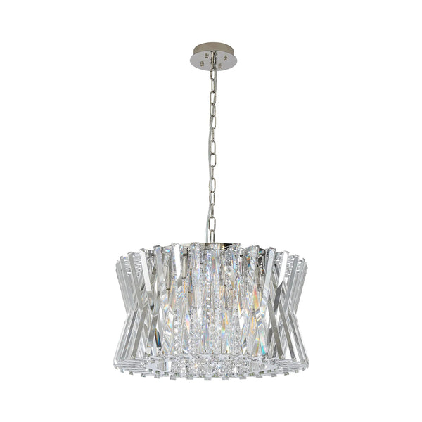 Faline 12 Light Pendant in Polished Nickel & Clear Crystal Glass