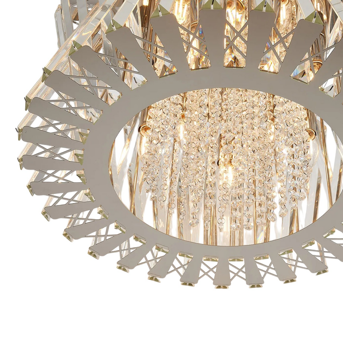 Faline 12 Light Pendant in Polished Nickel & Clear Crystal Glass