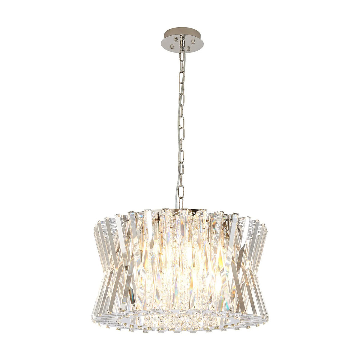 Faline 12 Light Pendant in Polished Nickel & Clear Crystal Glass