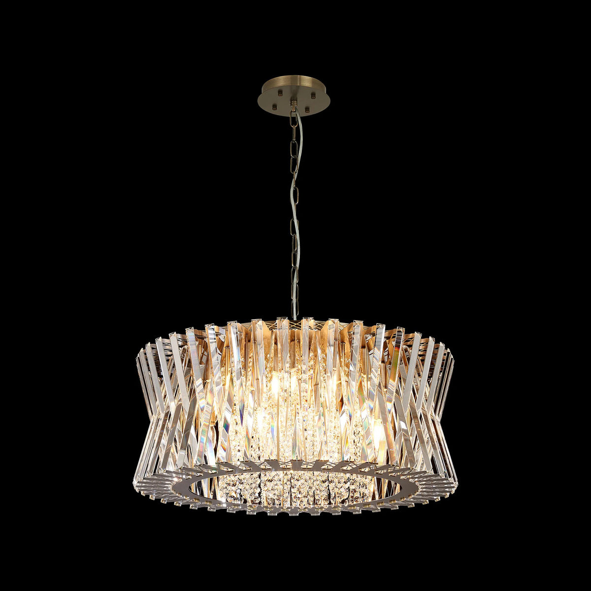 Faline 18 Light Pendant in Antique Brass & Clear Crystal Glass