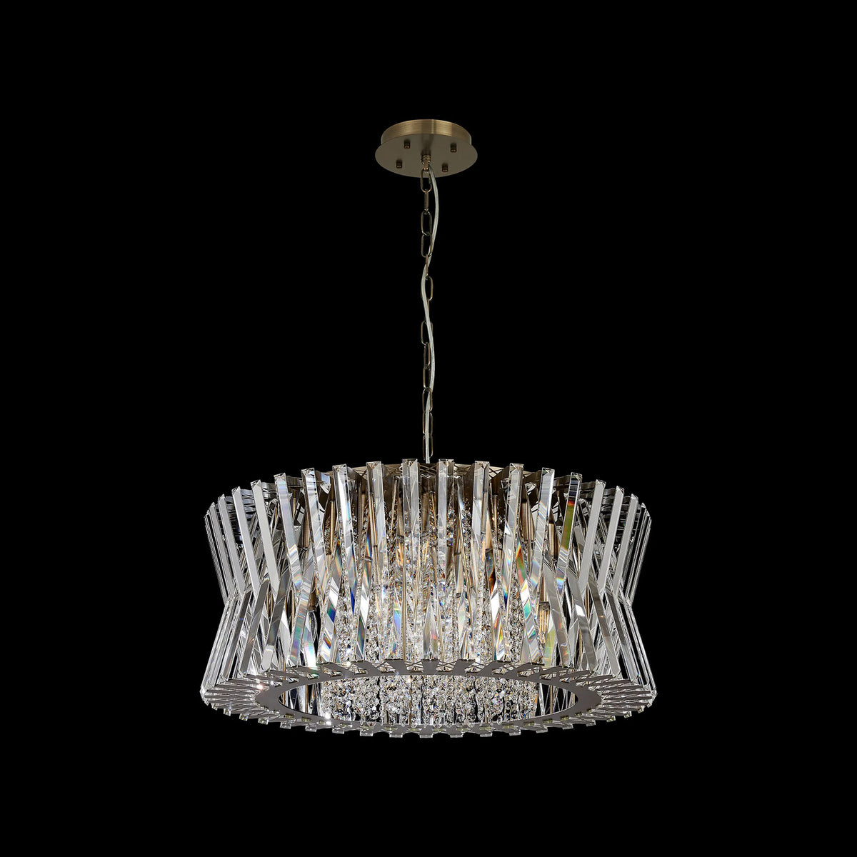 Faline 18 Light Pendant in Antique Brass & Clear Crystal Glass