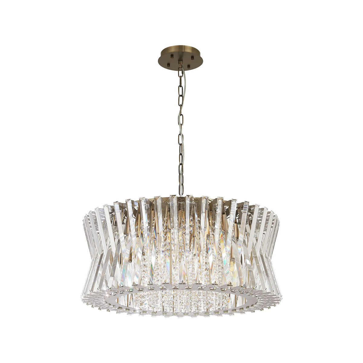 Faline 18 Light Pendant in Antique Brass & Clear Crystal Glass