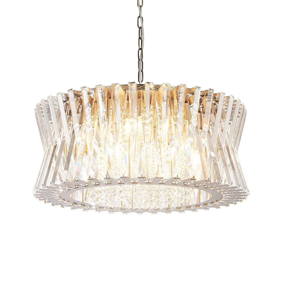 Faline 18 Light Pendant in Antique Brass & Clear Crystal Glass