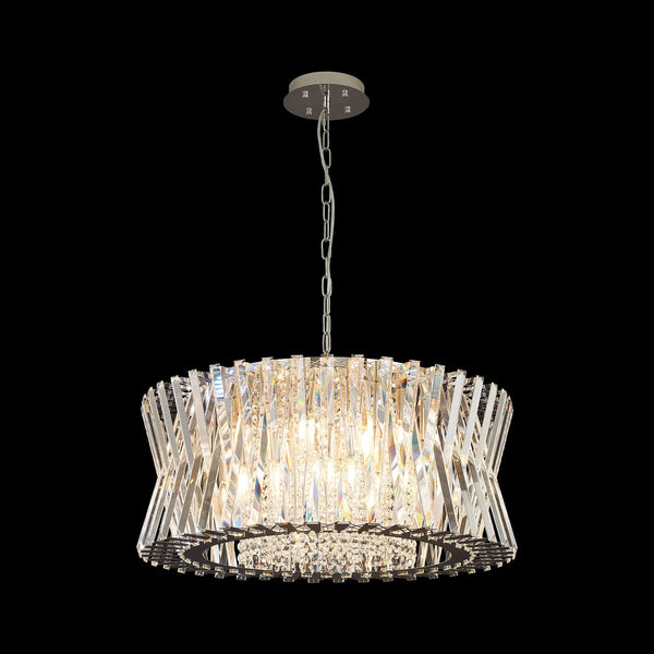 Faline 18 Light Pendant in Polished Nickel & Clear Crystal Glass