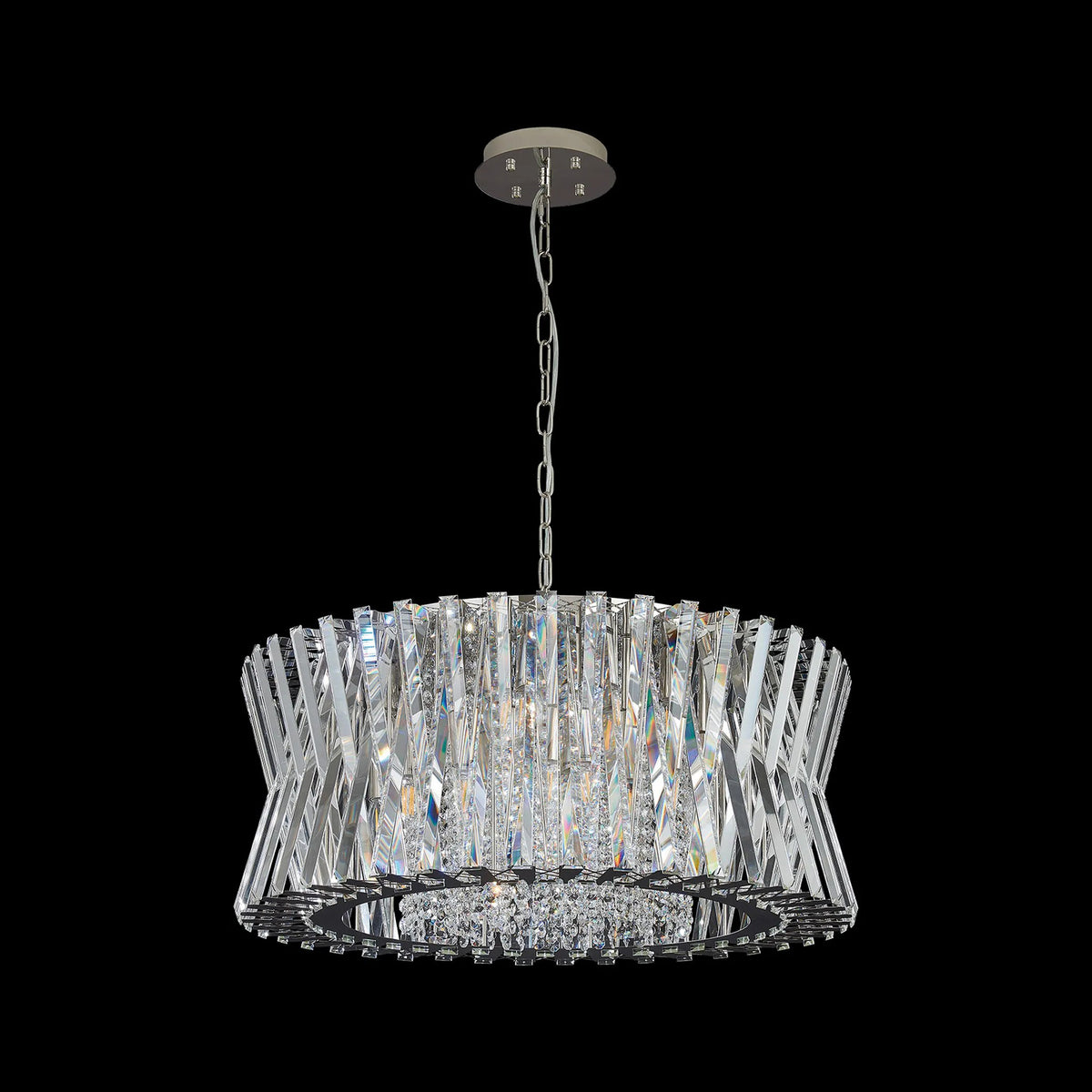 Faline 18 Light Pendant in Polished Nickel & Clear Crystal Glass